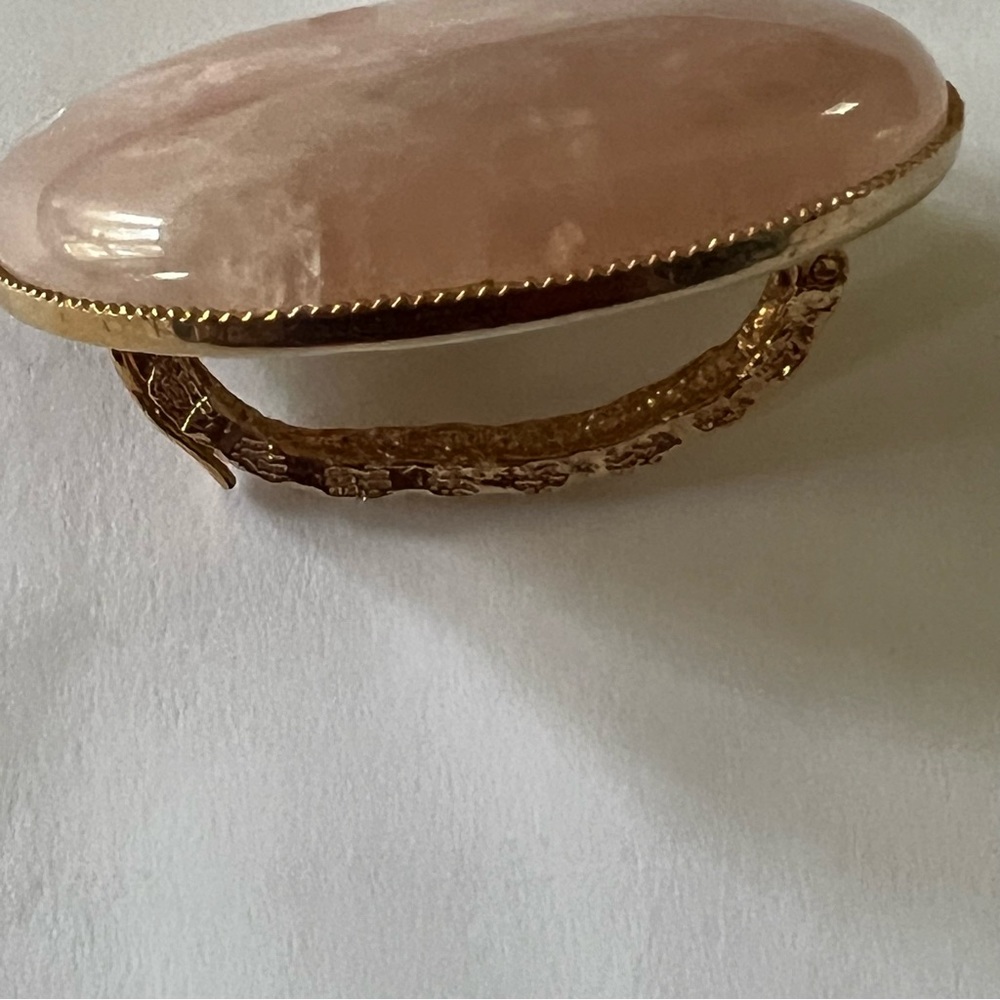 Scarf clip vintage pink and gold costume jewelry - Picture 8 of 10